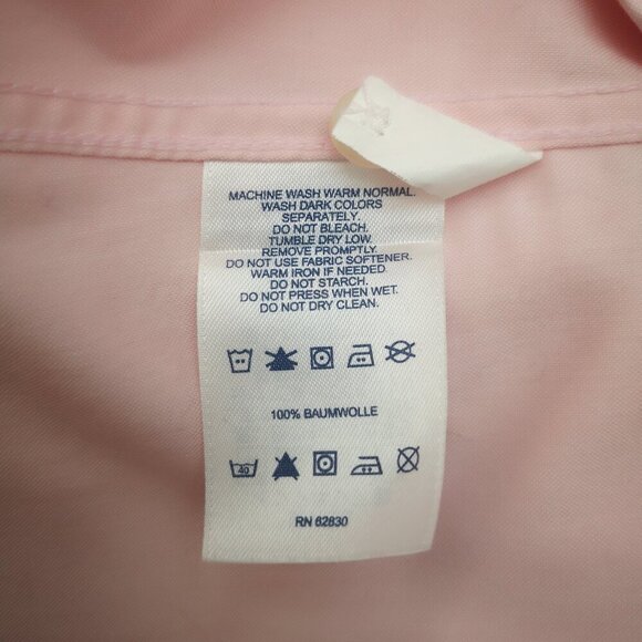 Lands' End Ladies No Iron Pinpoint Oxford 3/4 Length Sleeves Pink Shirt - Picture 4 of 10